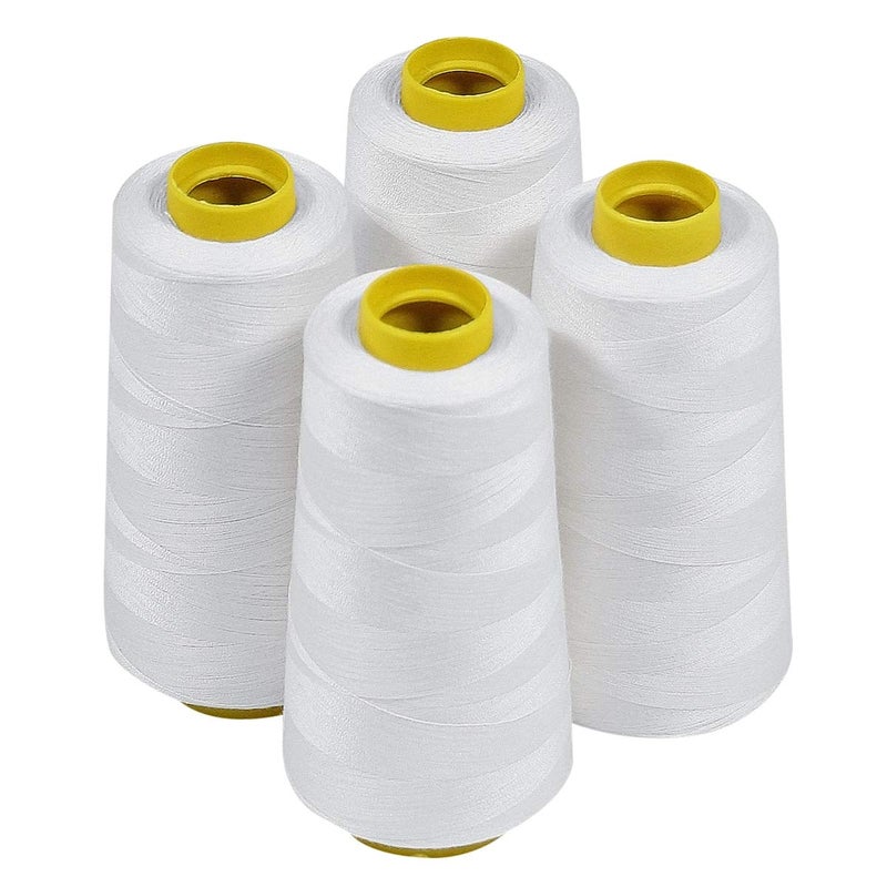 ThreadNanny 4 Large Cones (3000 Yards Each) of Polyester Threads for Sewing Quilting Serger White Color from Threadnanny - Image 1